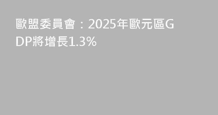 歐盟委員會：2025年歐元區GDP將增長1.3%