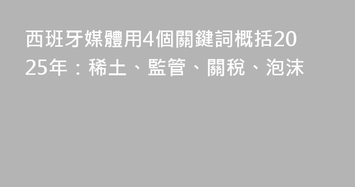 西班牙媒體用4個關鍵詞概括2025年：稀土、監管、關稅、泡沫
