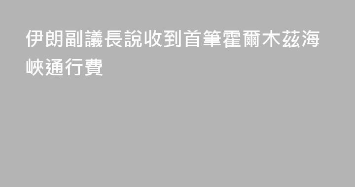 伊朗副議長說收到首筆霍爾木茲海峽通行費