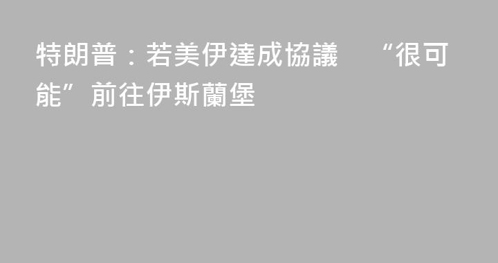特朗普：若美伊達成協議　“很可能”前往伊斯蘭堡