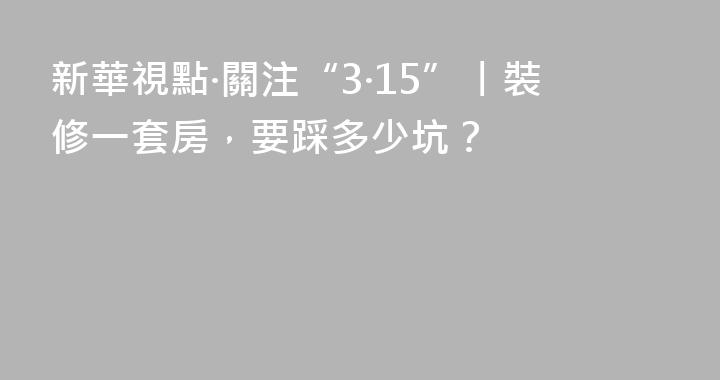 新華視點·關注“3·15”丨裝修一套房，要踩多少坑？