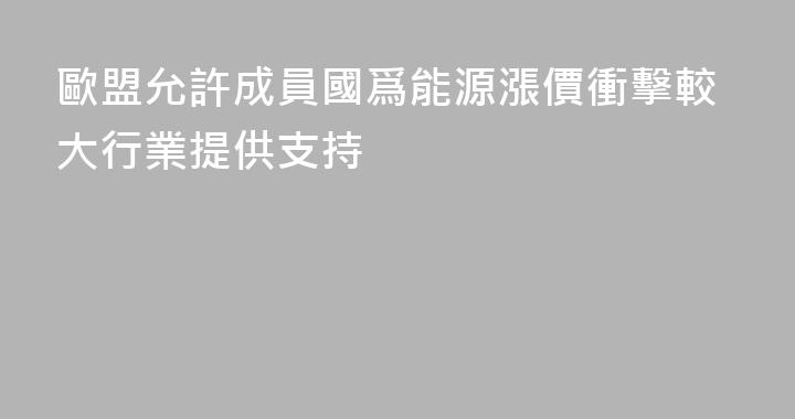 歐盟允許成員國爲能源漲價衝擊較大行業提供支持