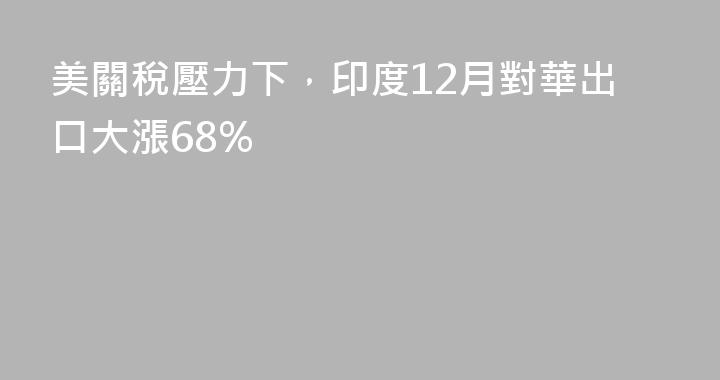 美關稅壓力下，印度12月對華出口大漲68%