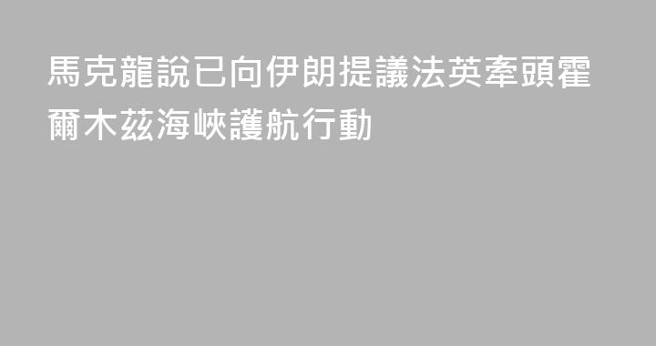 馬克龍說已向伊朗提議法英牽頭霍爾木茲海峽護航行動