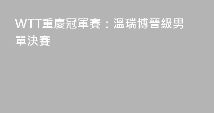 WTT重慶冠軍賽：溫瑞博晉級男單決賽