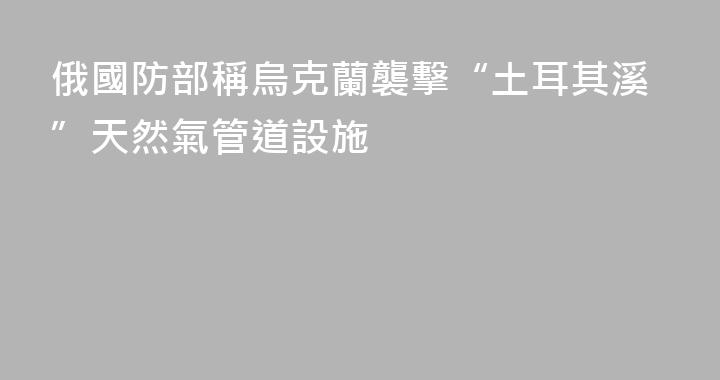 俄國防部稱烏克蘭襲擊“土耳其溪”天然氣管道設施