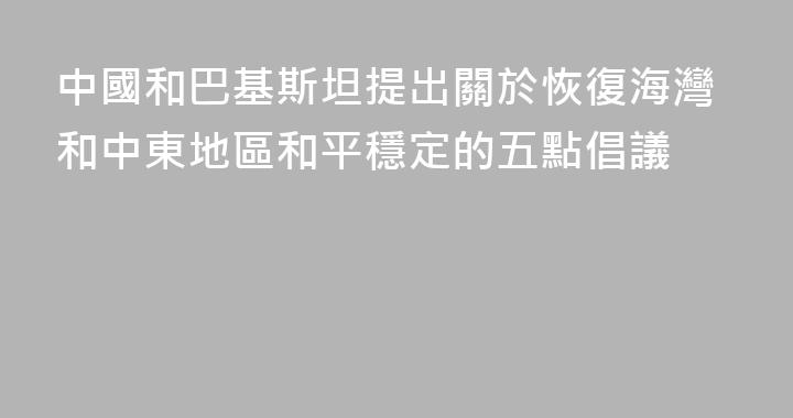 中國和巴基斯坦提出關於恢復海灣和中東地區和平穩定的五點倡議