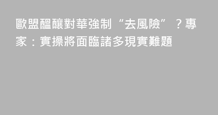 歐盟醞釀對華強制“去風險”？專家：實操將面臨諸多現實難題