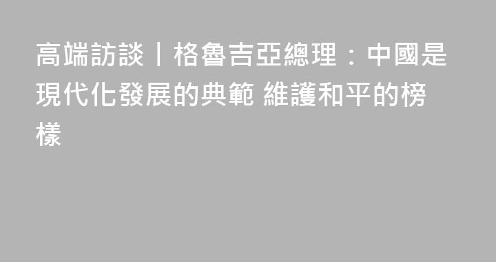 高端訪談丨格魯吉亞總理：中國是現代化發展的典範 維護和平的榜樣