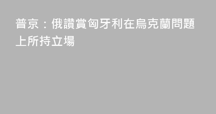 普京：俄讚賞匈牙利在烏克蘭問題上所持立場