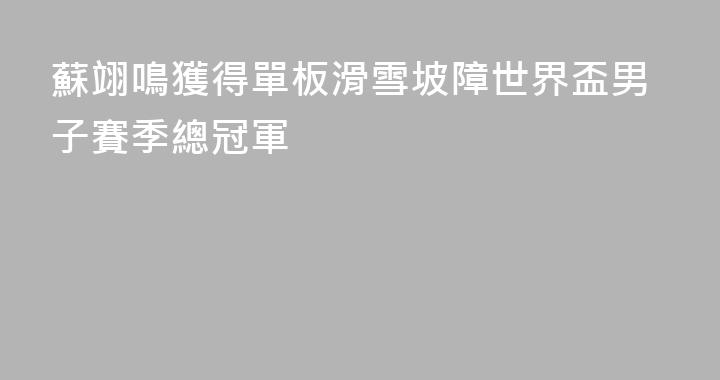 蘇翊鳴獲得單板滑雪坡障世界盃男子賽季總冠軍