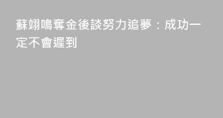 蘇翊鳴奪金後談努力追夢：成功一定不會遲到