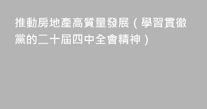 推動房地產高質量發展（學習貫徹黨的二十屆四中全會精神）
