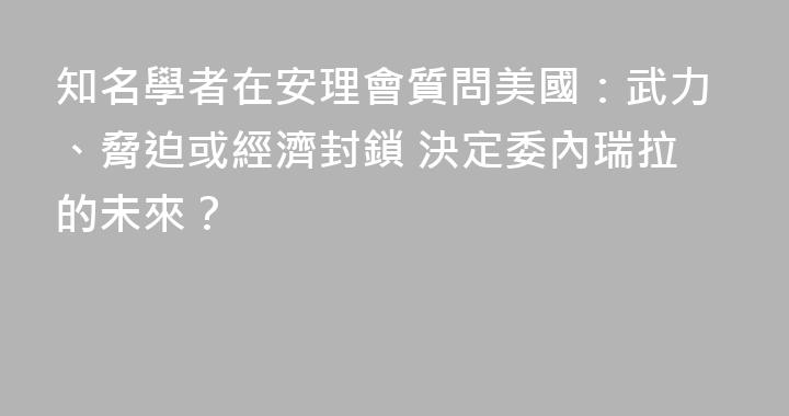 知名學者在安理會質問美國：武力、脅迫或經濟封鎖 決定委內瑞拉的未來？