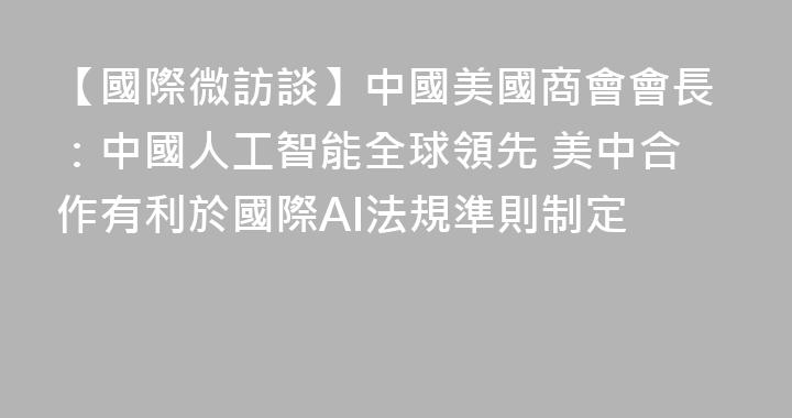 【國際微訪談】中國美國商會會長：中國人工智能全球領先 美中合作有利於國際AI法規準則制定