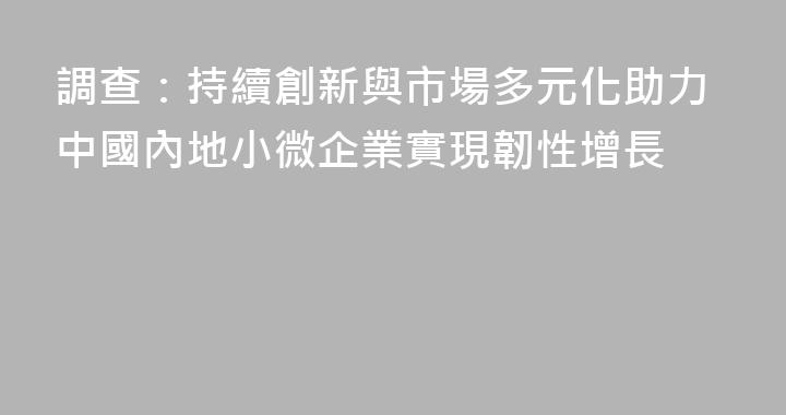 調查：持續創新與市場多元化助力中國內地小微企業實現韌性增長
