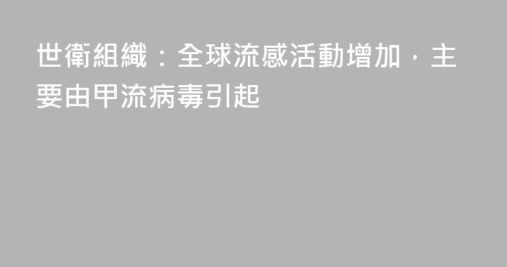 世衛組織：全球流感活動增加，主要由甲流病毒引起