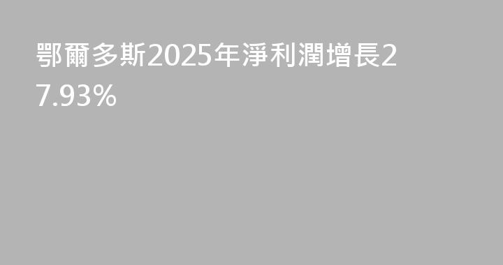 鄂爾多斯2025年淨利潤增長27.93%