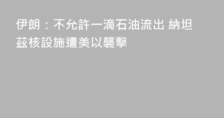 伊朗：不允許一滴石油流出 納坦茲核設施遭美以襲擊