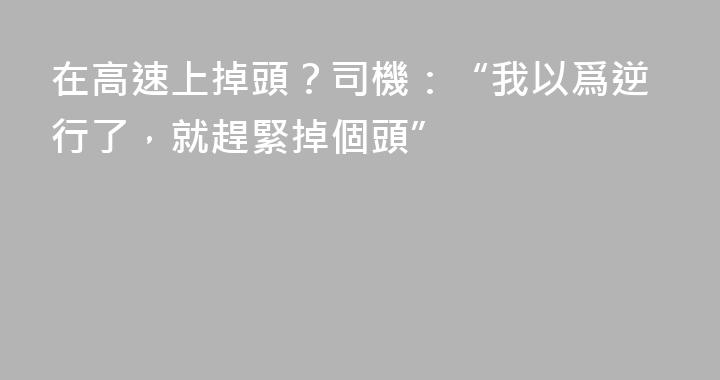 在高速上掉頭？司機：“我以爲逆行了，就趕緊掉個頭”