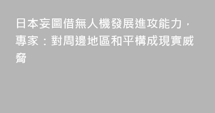 日本妄圖借無人機發展進攻能力，專家：對周邊地區和平構成現實威脅