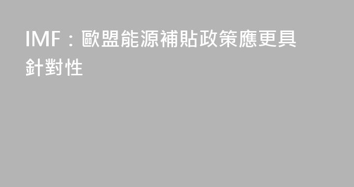 IMF：歐盟能源補貼政策應更具針對性