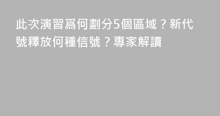 此次演習爲何劃分5個區域？新代號釋放何種信號？專家解讀