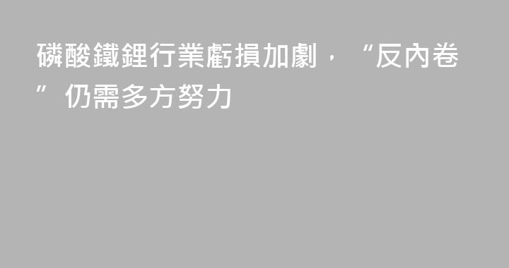磷酸鐵鋰行業虧損加劇，“反內卷”仍需多方努力