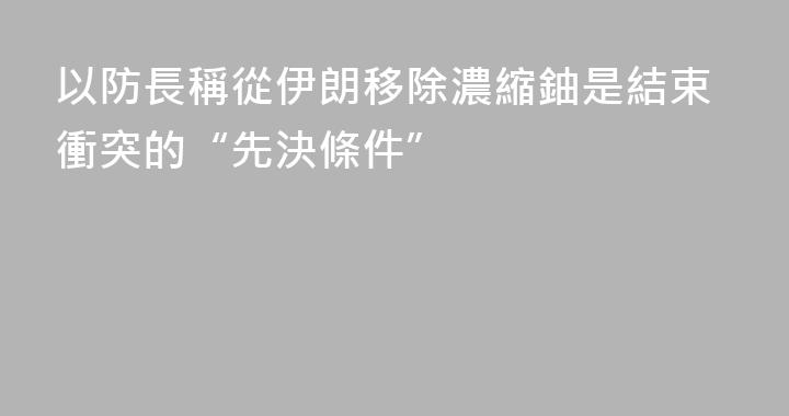 以防長稱從伊朗移除濃縮鈾是結束衝突的“先決條件”