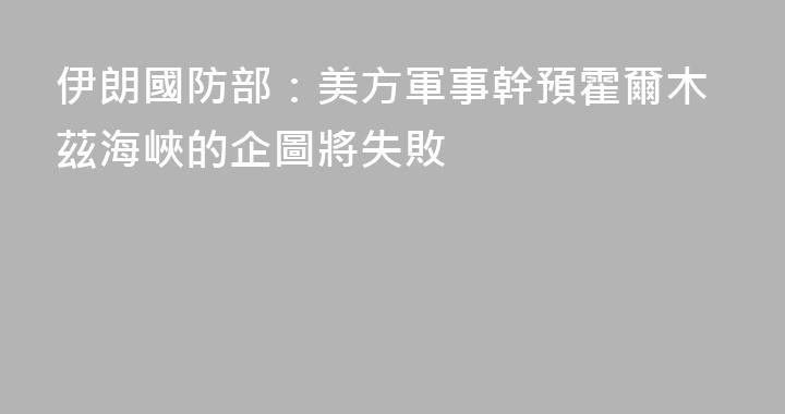 伊朗國防部：美方軍事幹預霍爾木茲海峽的企圖將失敗