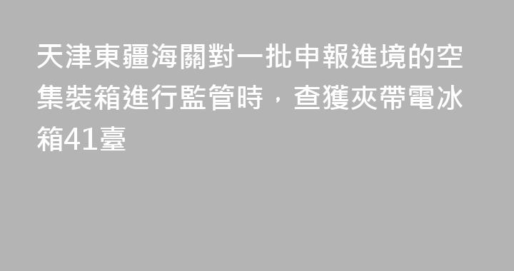 天津東疆海關對一批申報進境的空集裝箱進行監管時，查獲夾帶電冰箱41臺