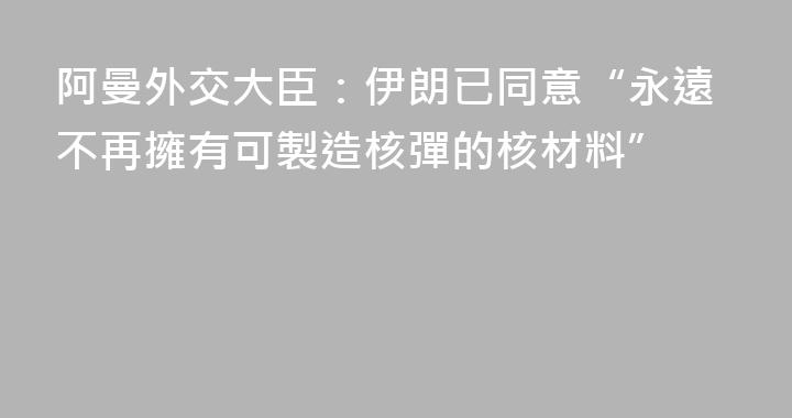 阿曼外交大臣：伊朗已同意“永遠不再擁有可製造核彈的核材料”