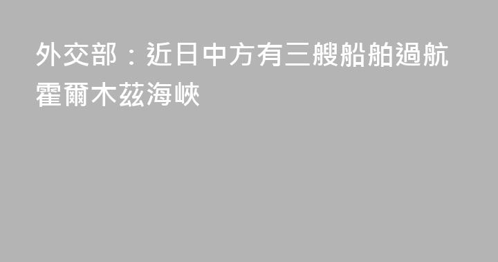 外交部：近日中方有三艘船舶過航霍爾木茲海峽