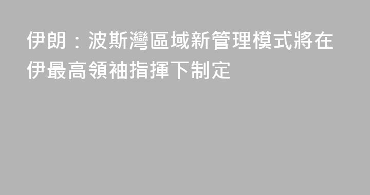 伊朗：波斯灣區域新管理模式將在伊最高領袖指揮下制定