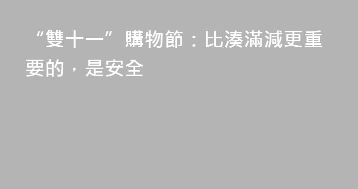 “雙十一”購物節：比湊滿減更重要的，是安全