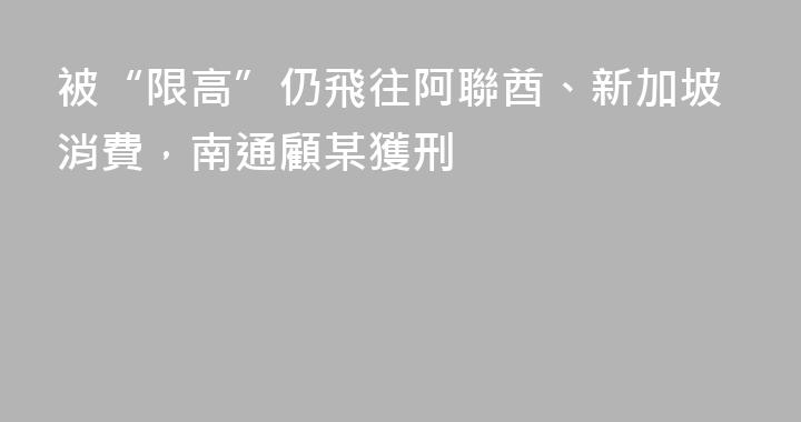 被“限高”仍飛往阿聯酋、新加坡消費，南通顧某獲刑