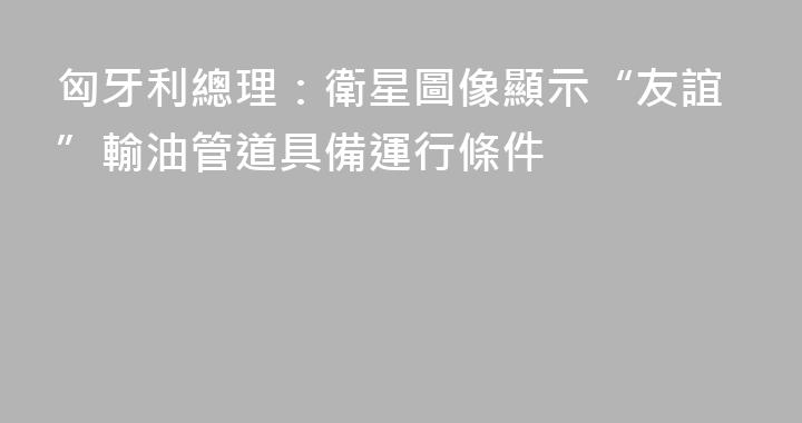 匈牙利總理：衛星圖像顯示“友誼”輸油管道具備運行條件