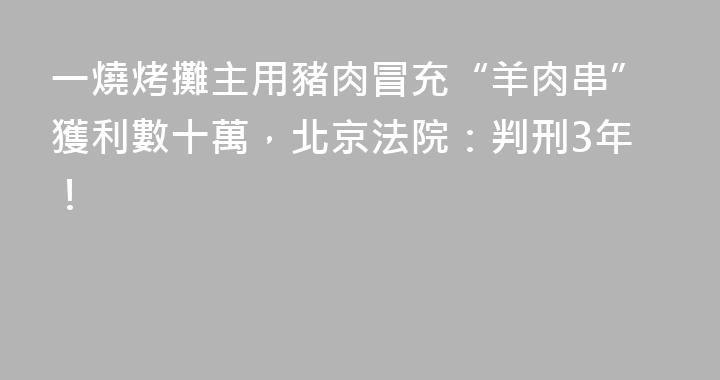 一燒烤攤主用豬肉冒充“羊肉串”獲利數十萬，北京法院：判刑3年！