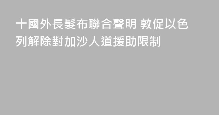 十國外長髮布聯合聲明 敦促以色列解除對加沙人道援助限制