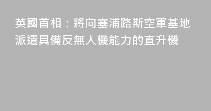 英國首相：將向塞浦路斯空軍基地派遣具備反無人機能力的直升機