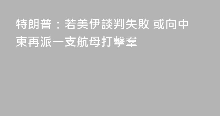 特朗普：若美伊談判失敗 或向中東再派一支航母打擊羣