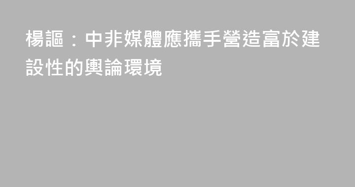 楊謳：中非媒體應攜手營造富於建設性的輿論環境