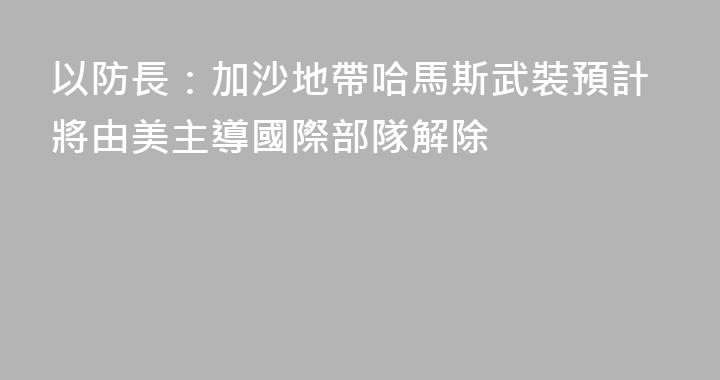 以防長：加沙地帶哈馬斯武裝預計將由美主導國際部隊解除