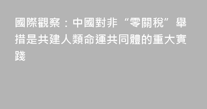 國際觀察：中國對非“零關稅”舉措是共建人類命運共同體的重大實踐