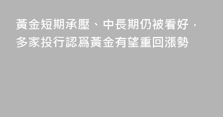 黃金短期承壓、中長期仍被看好，多家投行認爲黃金有望重回漲勢