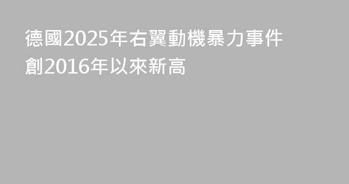 德國2025年右翼動機暴力事件創2016年以來新高