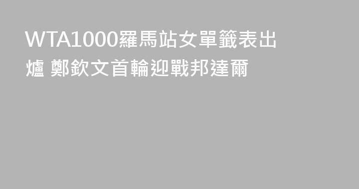 WTA1000羅馬站女單籤表出爐 鄭欽文首輪迎戰邦達爾