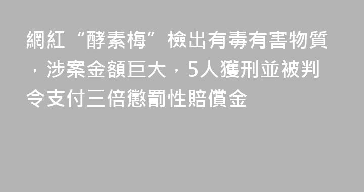 網紅“酵素梅”檢出有毒有害物質，涉案金額巨大，5人獲刑並被判令支付三倍懲罰性賠償金
