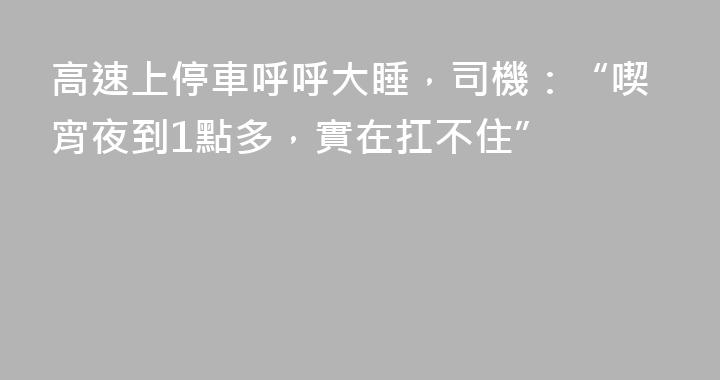 高速上停車呼呼大睡，司機：“喫宵夜到1點多，實在扛不住”