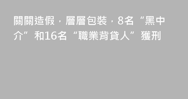 關關造假，層層包裝，8名“黑中介”和16名“職業背貸人”獲刑
